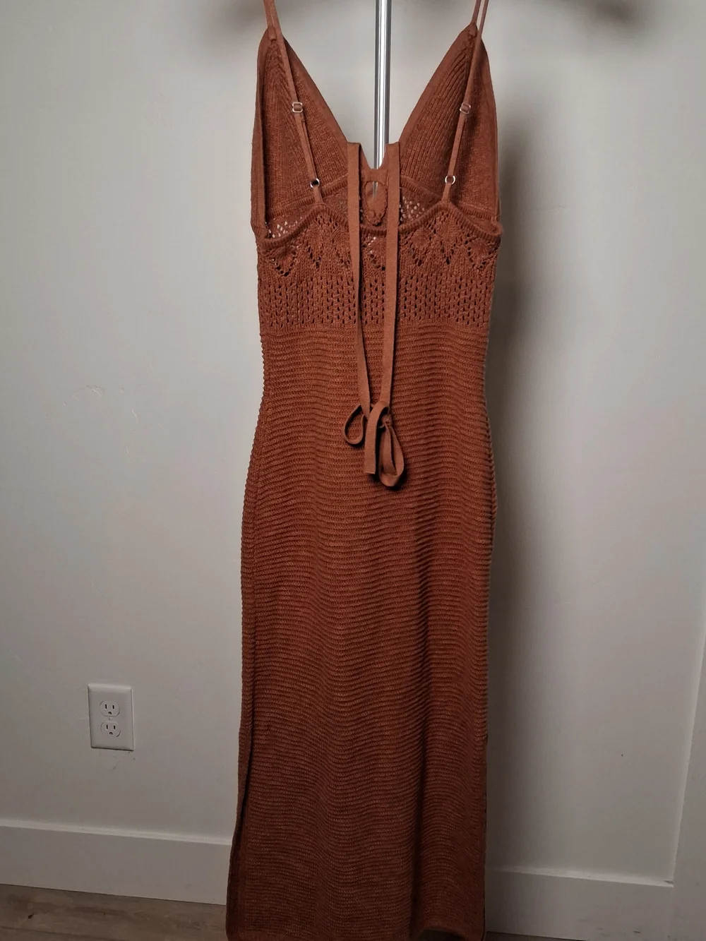 Abercrombie & Fitch Rust Knit Maxi Dress Spaghetti Straps size Medium